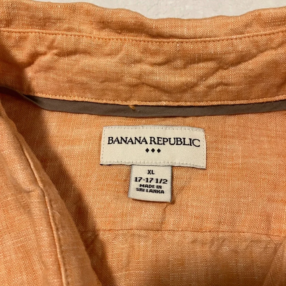 Banana Republic 100% Linen Long Sleeve Button Up Shirt Men's XL Orange